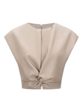 Micas Faux Leather Zipper Twist Knot Tank Top